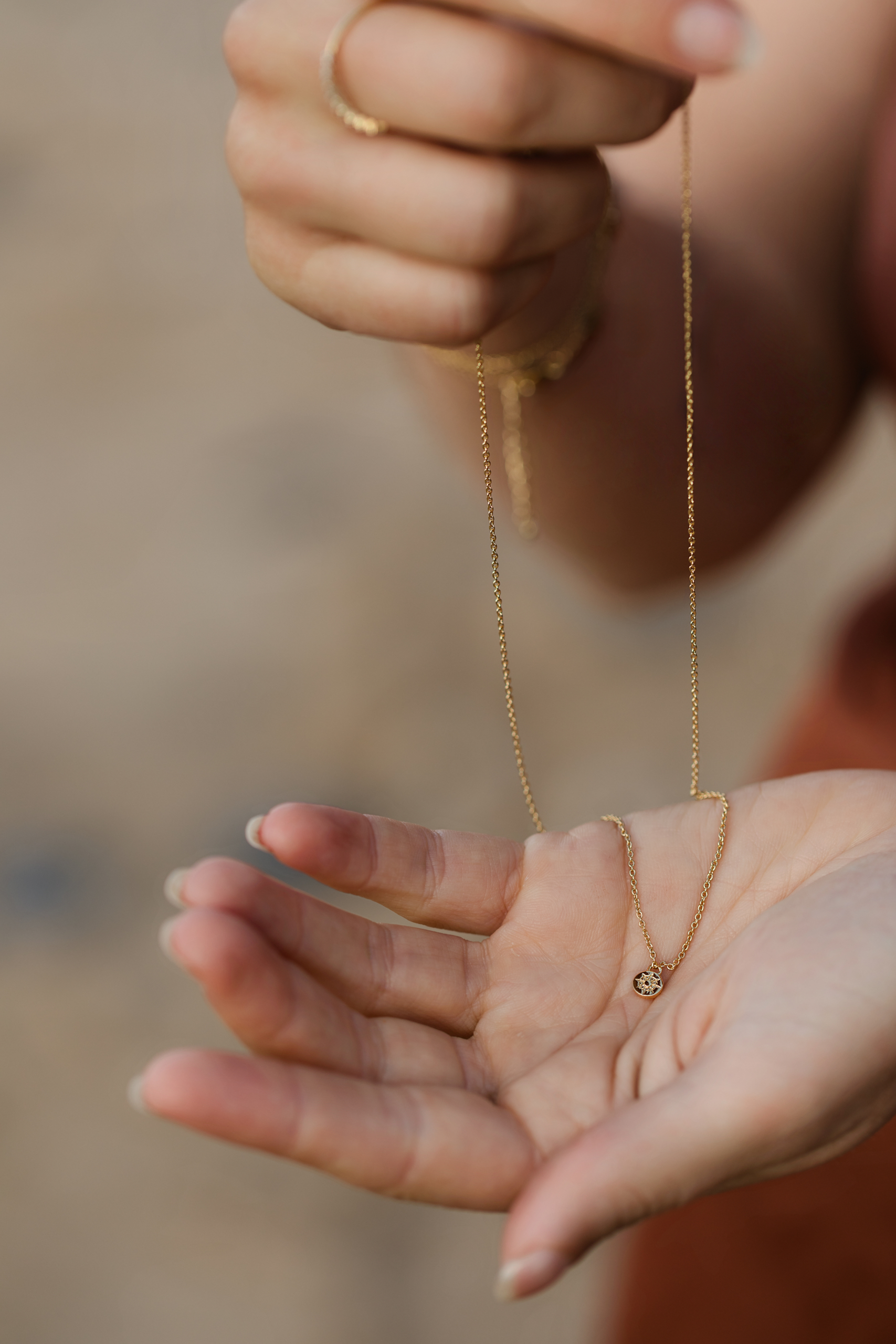 Halskette "Kompass" - 14 K vergoldet