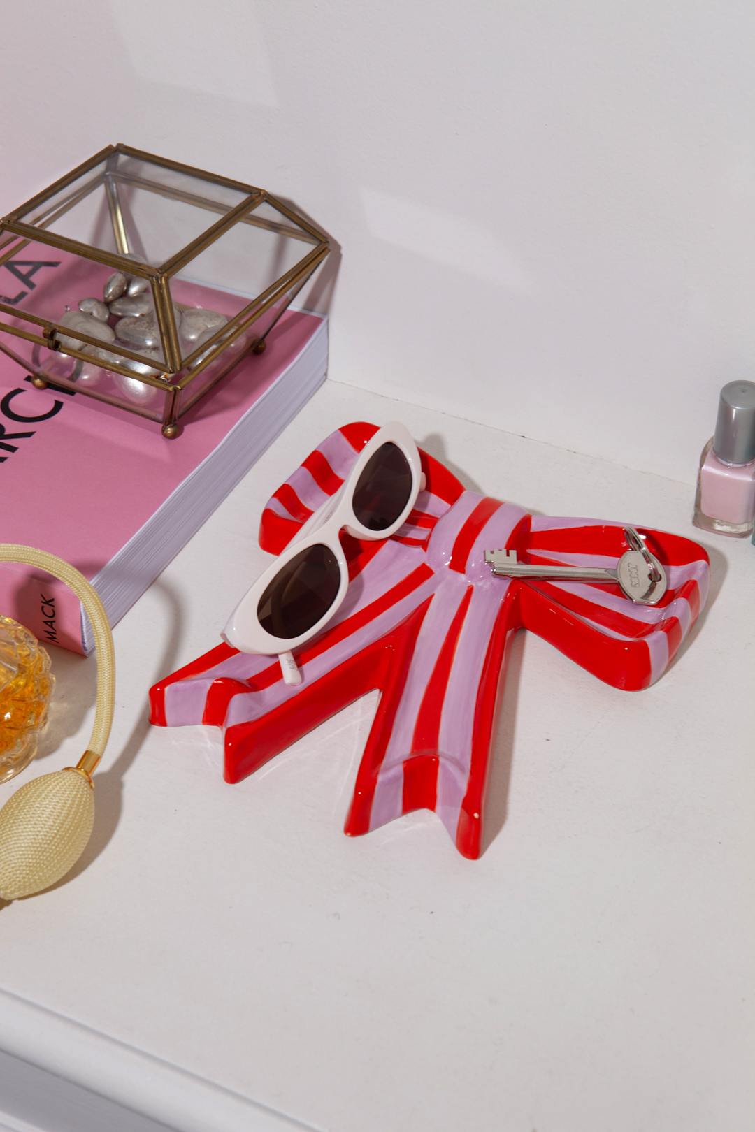 Keramik Schmuckablage Schleife - Rosa-Rot | Schmuckschale, Dekoration – Bild 3