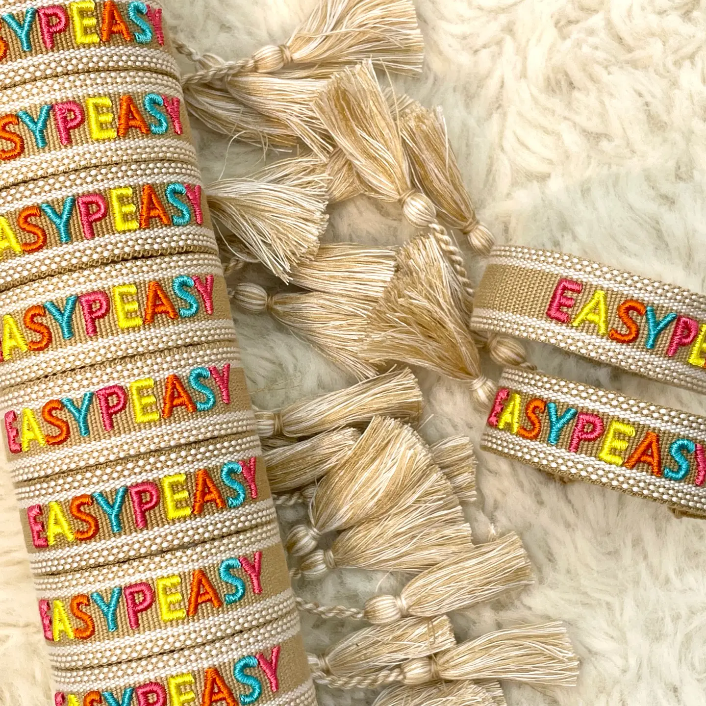 Statement-Armband "EASYPEASY" - gewebt, bestickt – Bild 3