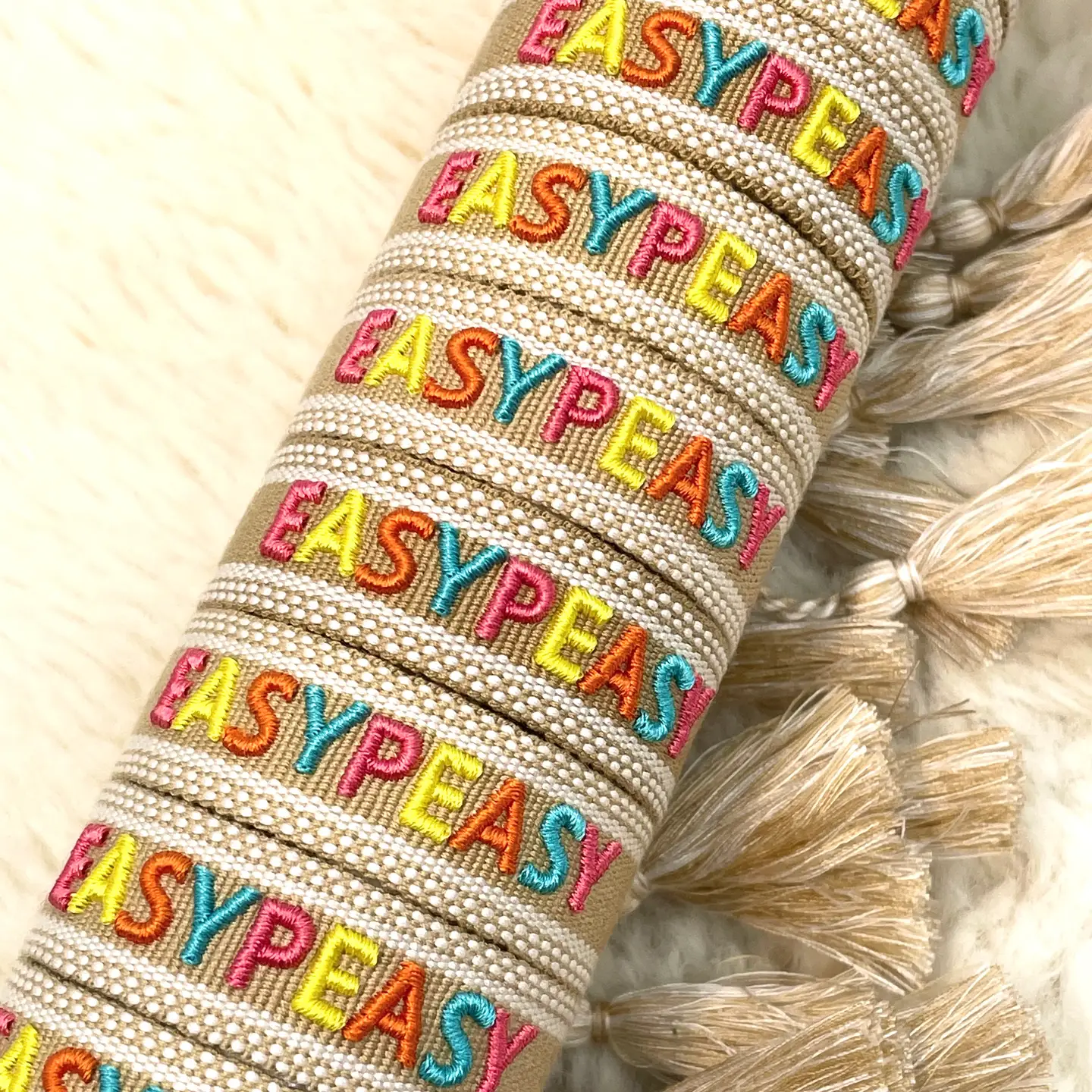 Statement-Armband "EASYPEASY" - gewebt, bestickt – Bild 2