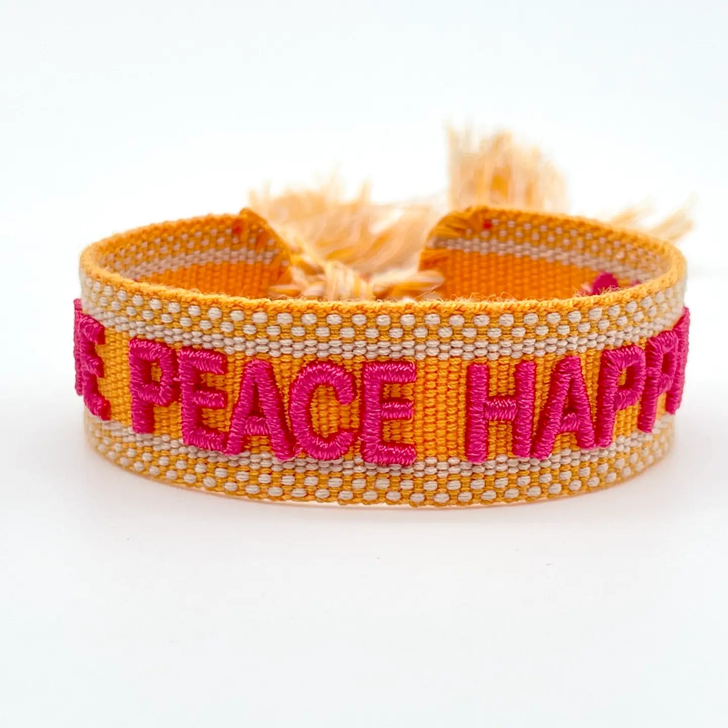 Statement-Armband "LOVE PEACE HAPPINESS" - gewebt, bestickt – Bild 3