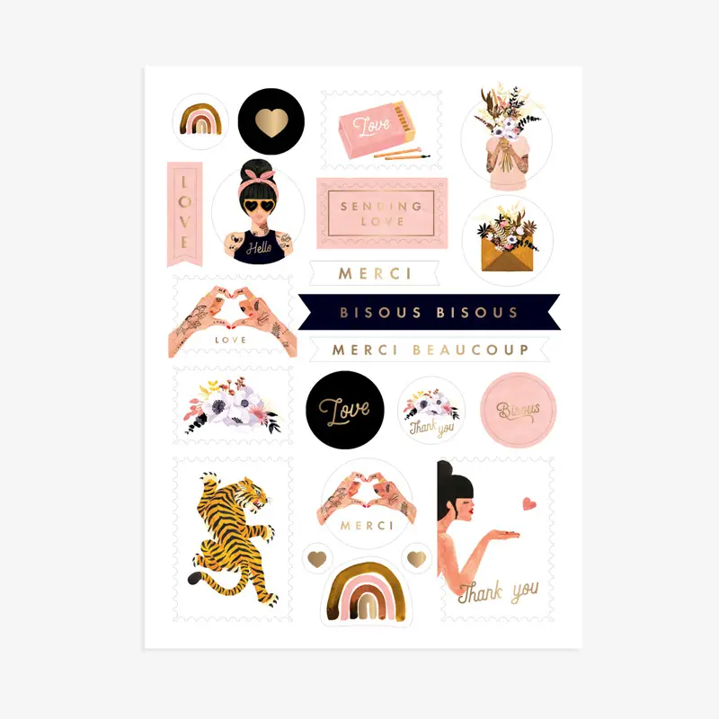 Sticket-Set "Love & Thank you" - 3 Bögen – Bild 4