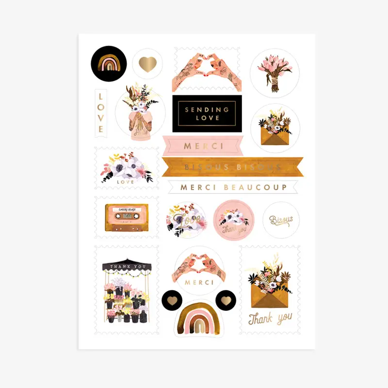 Sticket-Set "Love & Thank you" - 3 Bögen – Bild 3