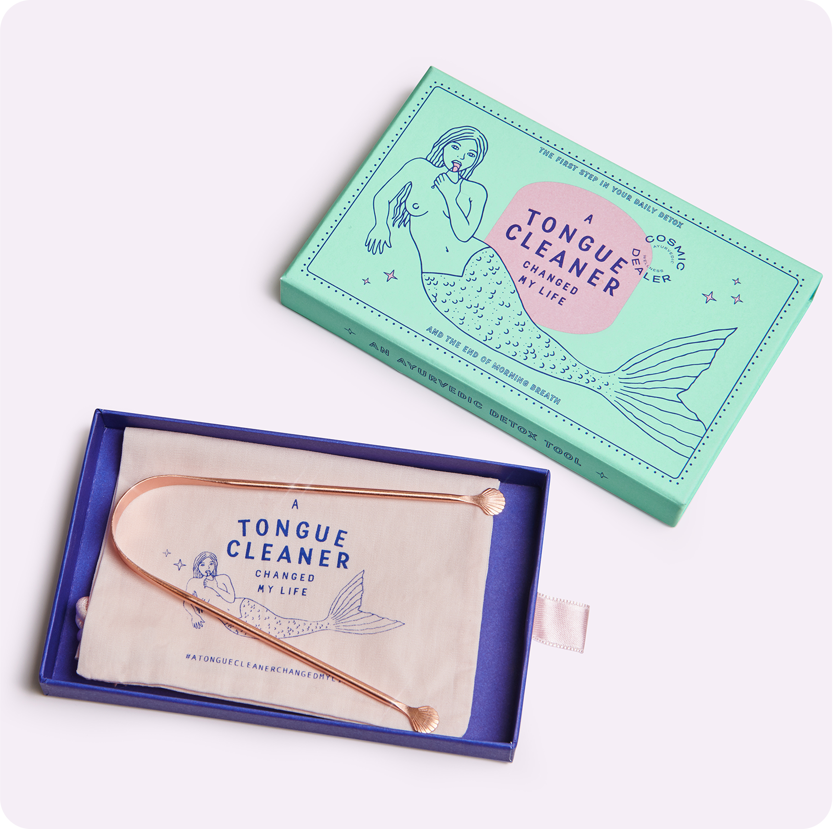 Ayurvedischer Zungenreiniger aus Kupfer - mit Muschelgriff – Bild 7